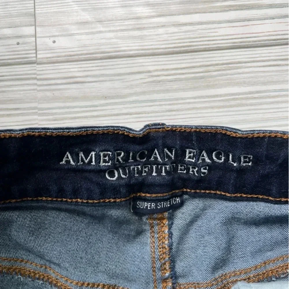 American eagle high rise shortie dark wash shorts women's size 2‎
